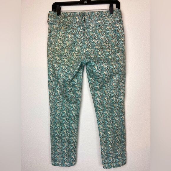 Pilcro & The Letterpress NWOT green and peach tiny floral skinny jeans runs big - Picture 2 of 15